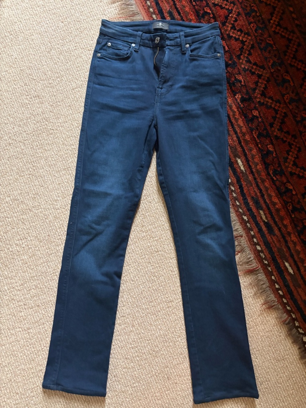7 For All Mankind Straight-Leg Jeans in Dark Blue